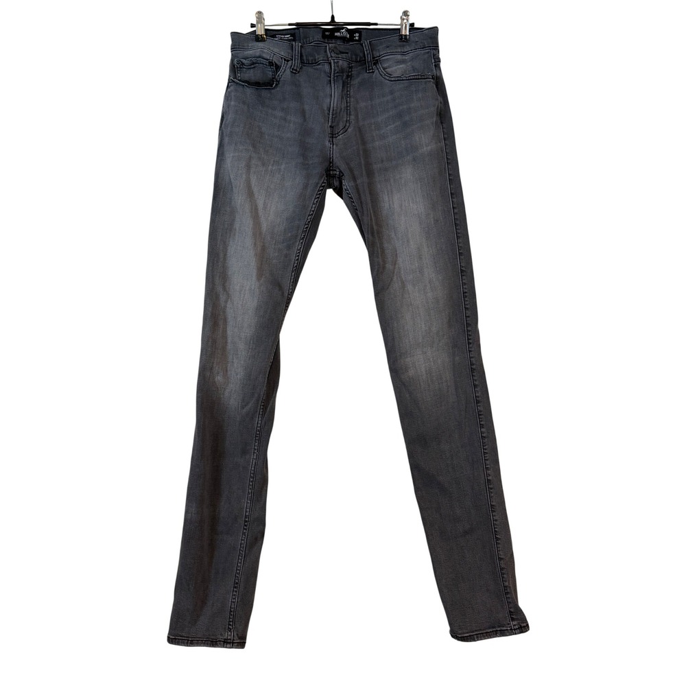 Hollister Stacked Skinny Advanced Stretch Grey Faded Jeans Mens 32x32 Streetwear
